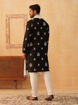 Embroidered & Sequin Kurta Pyjama With Dupatta