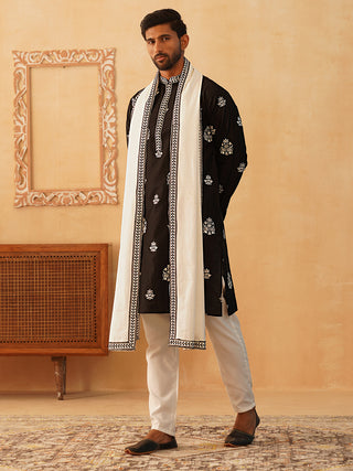 Embroidered & Sequin Kurta Pyjama With Dupatta