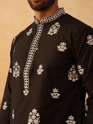 Embroidered & Sequin Kurta Pyjama With Dupatta