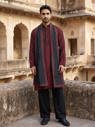 Embroidered & Sequin Kurta Pyjama With Dupatta