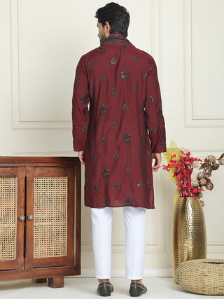 Embroidered & Sequin Kurta Pyjama With Dupatta