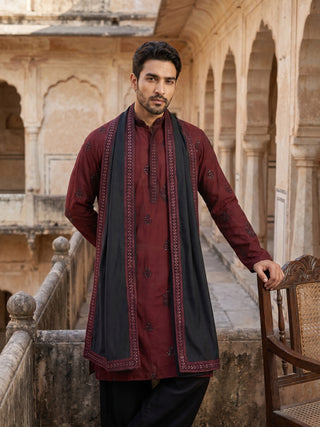 Embroidered & Sequin Kurta Pyjama With Dupatta