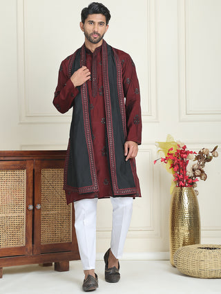Embroidered & Sequin Kurta Pyjama With Dupatta