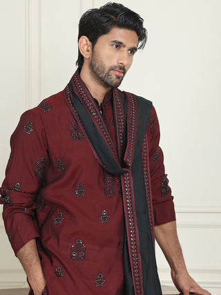 Embroidered & Sequin Kurta Pyjama With Dupatta