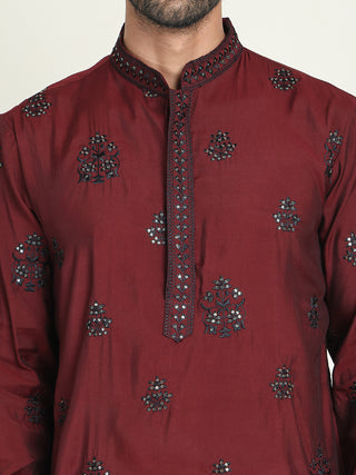 Embroidered & Sequin Kurta Pyjama With Dupatta