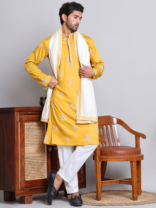 Embroidered & Sequin Kurta Pyjama With Dupatta