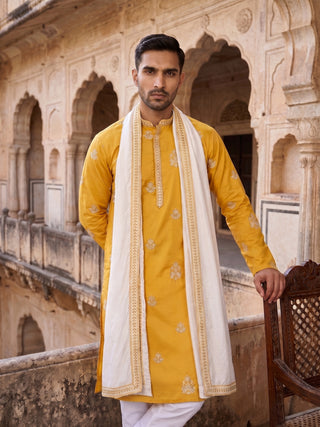 Embroidered & Sequin Kurta Pyjama With Dupatta