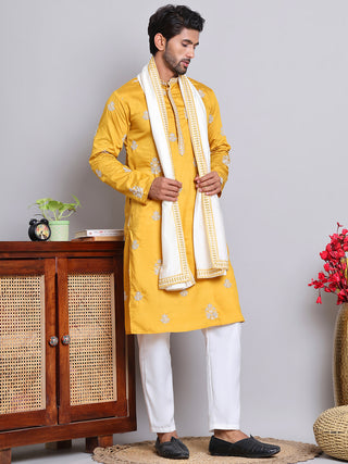 Embroidered & Sequin Kurta Pyjama With Dupatta