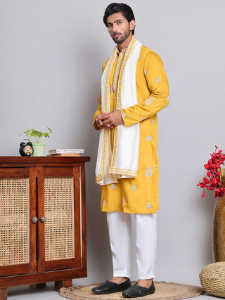 Embroidered & Sequin Kurta Pyjama With Dupatta