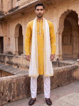 Embroidered & Sequin Kurta Pyjama With Dupatta