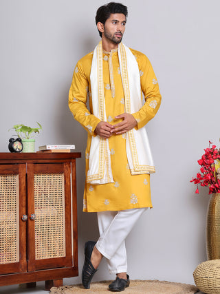 Embroidered & Sequin Kurta Pyjama With Dupatta