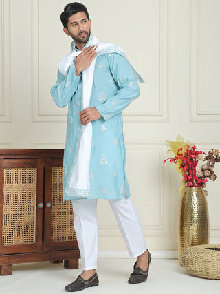 Embroidered & Sequin Kurta Pyjama With Dupatta