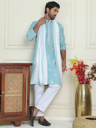 Embroidered & Sequin Kurta Pyjama With Dupatta