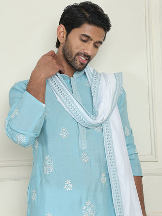 Embroidered & Sequin Kurta Pyjama With Dupatta