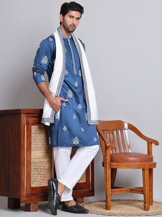 Embroidered & Sequin Kurta Pyjama With Dupatta