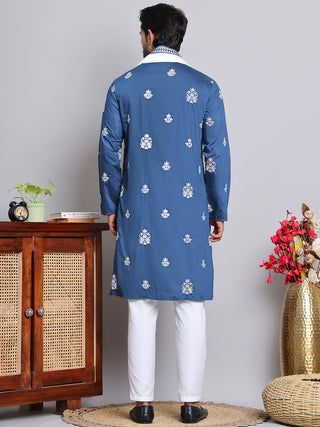 Embroidered & Sequin Kurta Pyjama With Dupatta