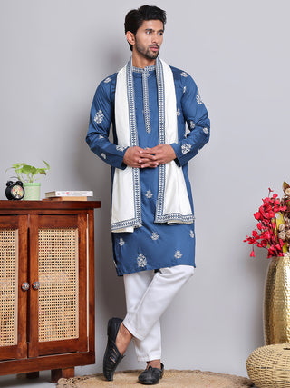 Embroidered & Sequin Kurta Pyjama With Dupatta