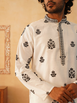 Embroidered & Sequin Kurta Pyjama With Dupatta