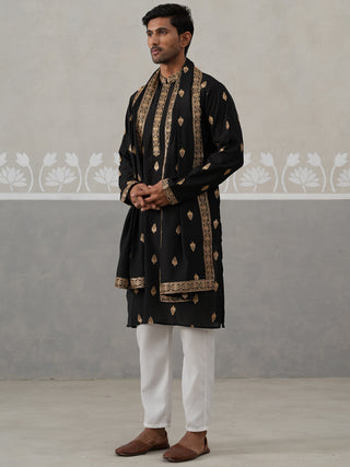 Silk Blend Embroidered Kurta Pyjama Set