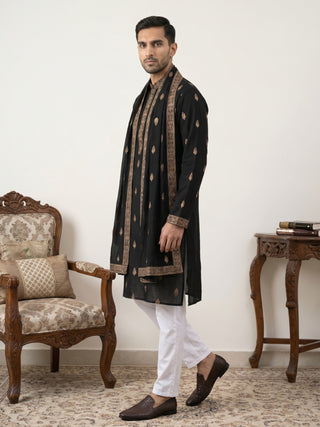 Silk Blend Embroidered Kurta Pyjama Set