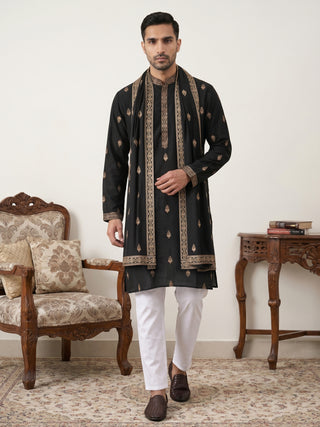 Silk Blend Embroidered Kurta Pyjama Set