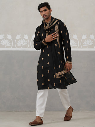 Silk Blend Embroidered Kurta Pyjama Set