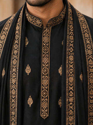 Silk Blend Embroidered Kurta Pyjama Set