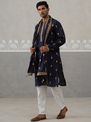 Silk Blend Embroidered Kurta Pyjama Set