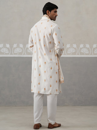 Silk Blend Embroidered Kurta Pyjama Set