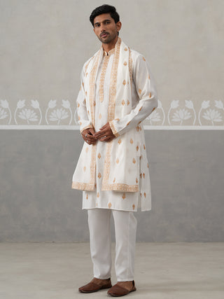 Silk Blend Embroidered Kurta Pyjama Set