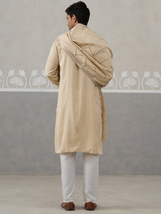 Silk Blend Sequins Embroidered Kurta Pyjama with Dupatta Set