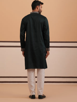 Silk Blend Sequins Embroidered Kurta Pyjama with Dupatta Set