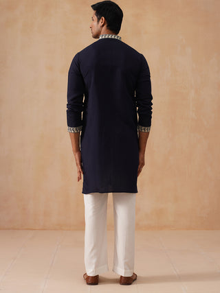 Silk Blend Embroidered Kurta Pyjama Set