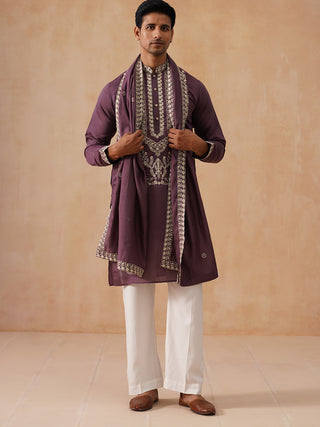 Silk Blend Embroidered Kurta Pyjama Set