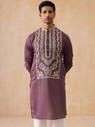 Silk Blend Embroidered Kurta Pyjama Set