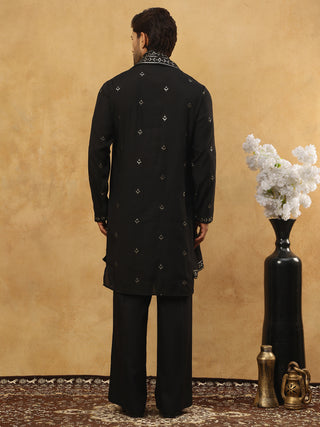Silk Blend Embroidered Kurta Pyjama with Dupatta