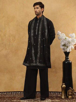 Silk Blend Embroidered Kurta Pyjama with Dupatta