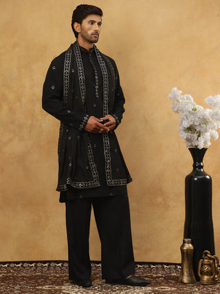 Silk Blend Embroidered Kurta Pyjama with Dupatta