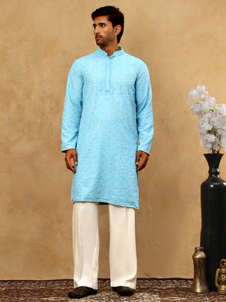 Men’s Cotton Chikankari Sequins Kurta Set
