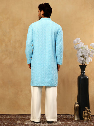 Men’s Cotton Chikankari Sequins Kurta Set