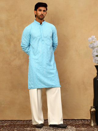 Men’s Cotton Chikankari Sequins Kurta Set