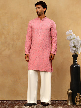 Men’s Cotton Chikankari Sequins Kurta Set