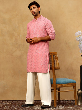 Men’s Cotton Chikankari Sequins Kurta Set