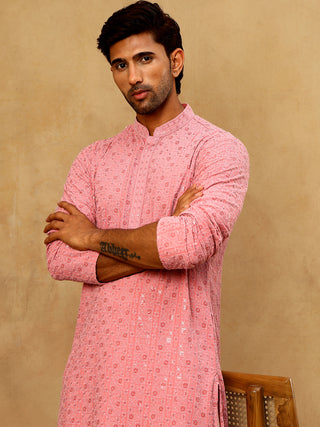 Men’s Cotton Chikankari Sequins Kurta Set