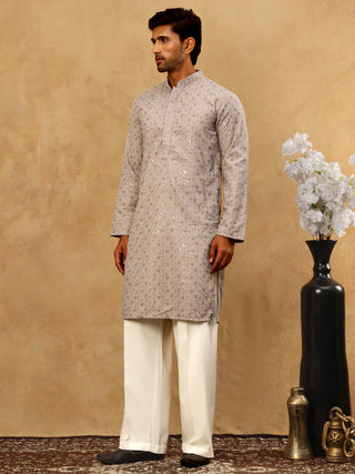 Men’s Cotton Chikankari Sequins Kurta Set