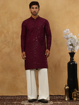 Men’s Cotton Chikankari Sequins Kurta Set