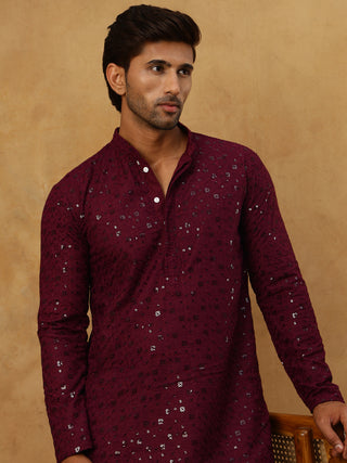 Men’s Cotton Chikankari Sequins Kurta Set