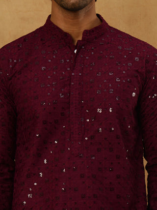 Men’s Cotton Chikankari Sequins Kurta Set