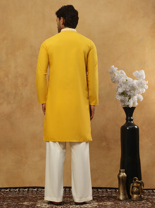 Silk Blend Embroidered Ethnic Kurta Pyjama Set