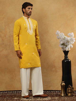 Silk Blend Embroidered Ethnic Kurta Pyjama Set